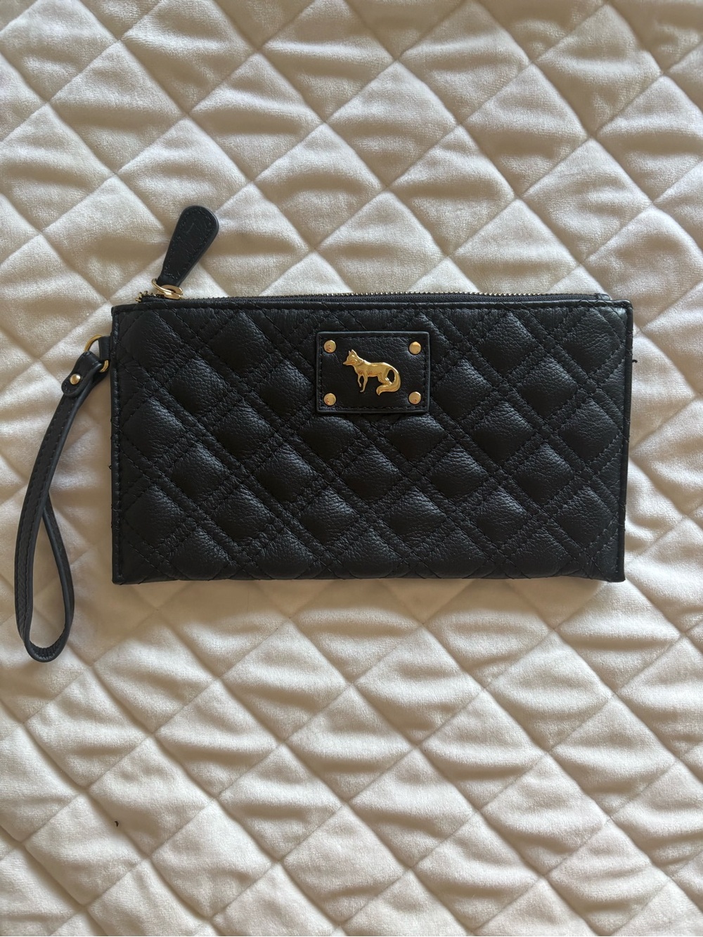 Emma Fox Quilted Black Wristlet Clutch